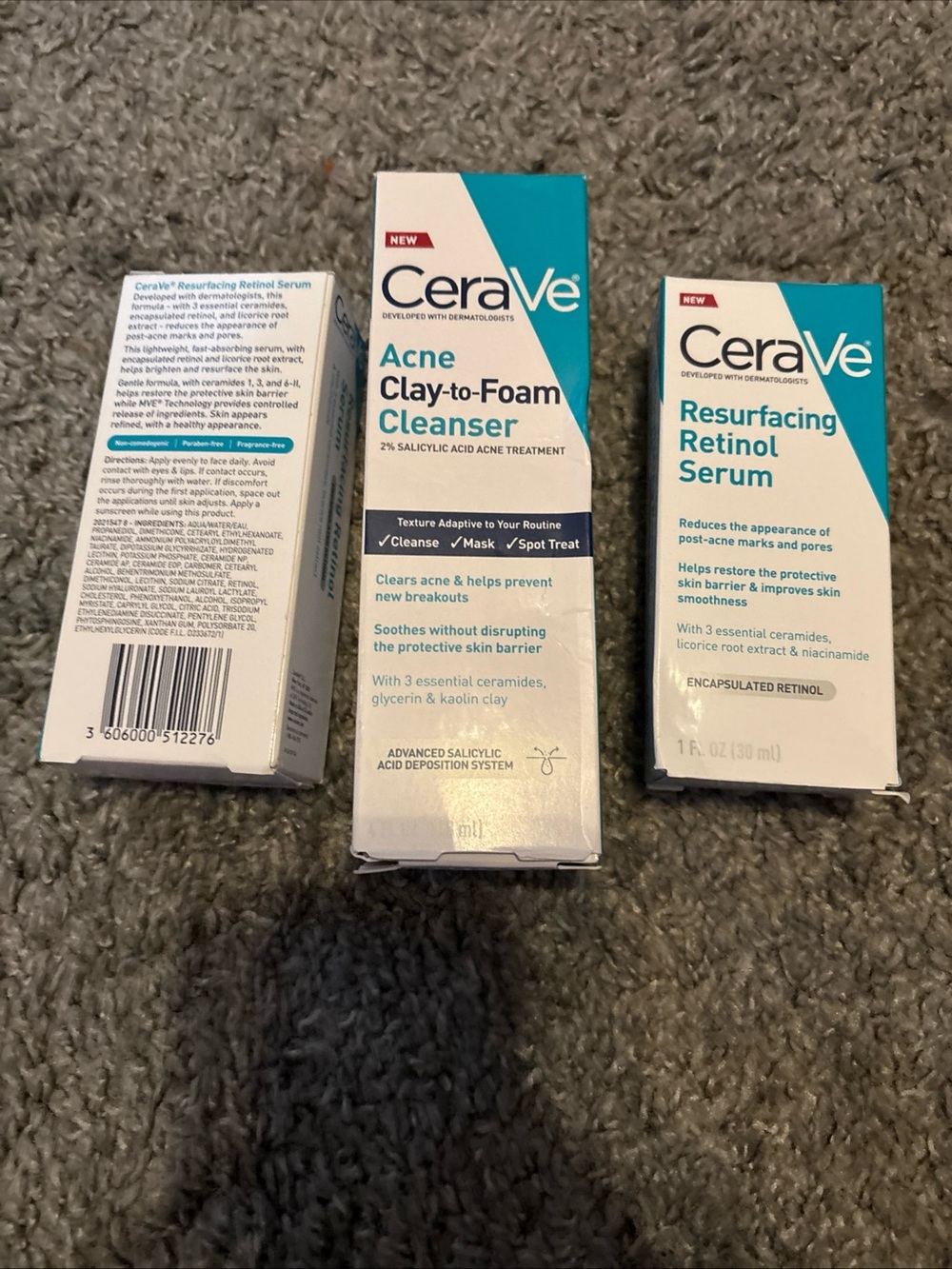 rave CeraVe Acne Clay-to-Foam Cleanser & Resurfacing Retinol Serum - White/Teal
